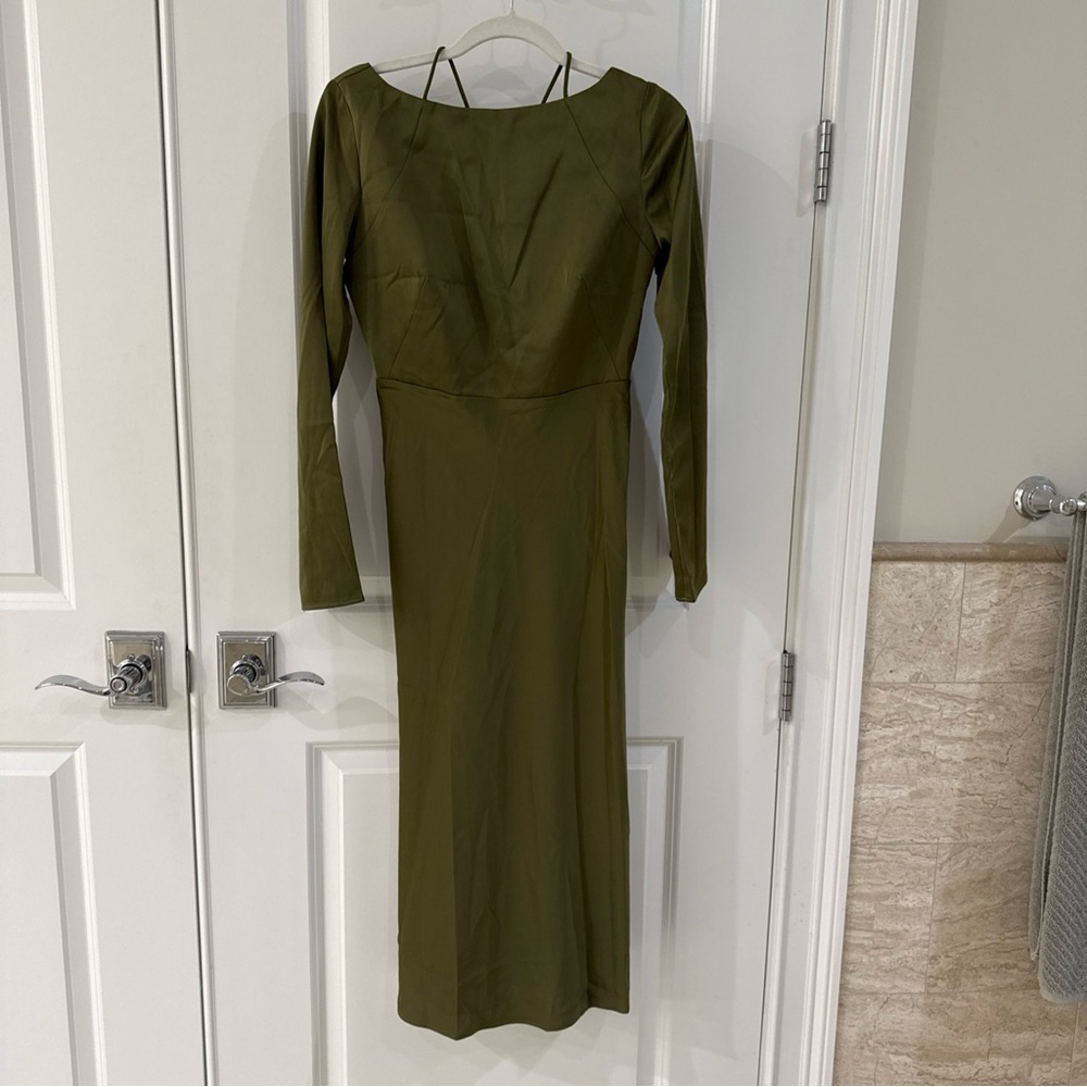 NWT Love Bonito Elegant Olive Green Long Sleeve Dress